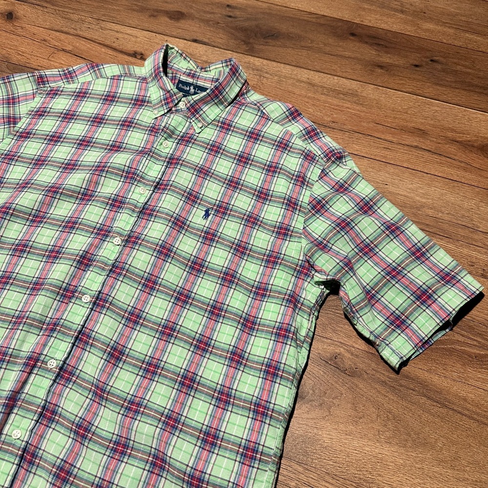 Vintage Ralph Lauren Green Plaid Blake Button Down Mens Large